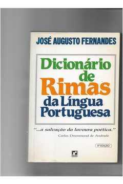 Livro Dicion Rio De Rimas Da L Ngua Portuguesa Jos Augusto