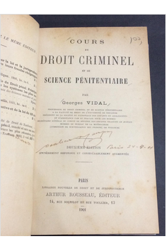 Cours de Droit Criminel et de Science Penitentiaire