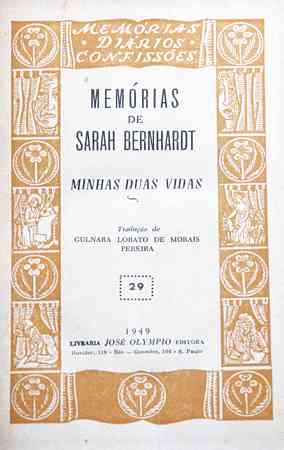 Memórias de Sarah Bernhardt ( Minhas Duas Vidas )