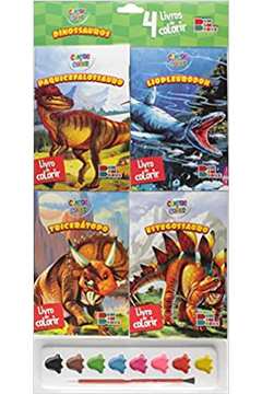 Dinossauros 1 Coleçao Contos e Cores 4 Livros + Aquarela e Pincel